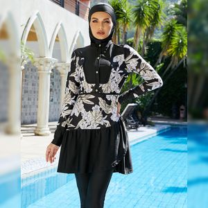 2024 Mujeres Muestigo musulmán islámico Ropa de traje de baño árabe Damas Hijab burkinis 3 PCS Muslim Swimwear Burkinis Burkinis