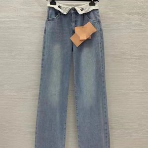 2024 Damesjeans Desinger Jean Fashion Letter Borduurde broek Casual Loose Pant Lange broek Straight Wed Wed Leg broek Vrouw Denim broek Maat S-XL