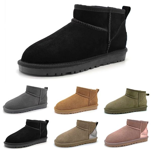 2024 Mujeres Mini nieve sobre las botas de la rodilla Bota de gamuza clásica Mantener caliente Felpa Castaño Gris Rosa Hombres Mujeres 5822 Diseñador Tobillo Botines Zapatillas Zapatos 36-41