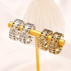 2024 Femmes Real Gold plaqué designer en laiton en cuivre Copper Boucles d'oreilles Mode Designers Geometry Letters Crystal Rinestone Oreille de boucle d'oreille Party Jewerlry