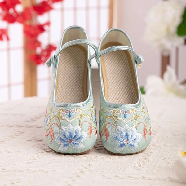 Chaussures décontractées pour femmes, Style chinois élégant Qipao unique ethnique brodé à bouche peu profonde, printemps 2024, 673