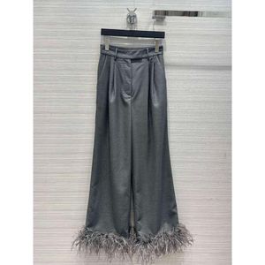 2024 Dameskleding Ostrich Feather Trousers Lente zomer new408