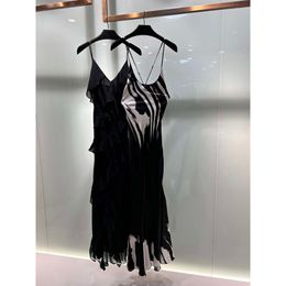 2024 Vêtements pour femmes en soie noire et blanc robe imprimé printemps d'été Nouveau 408