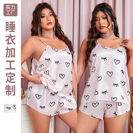 2024 Pajamas de camisole décontractés à la mode pour femmes Plus taille et mignon ensemble de vêtements pour la maison de cils