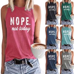 2024 Dames Fun Letter Ronde Hals Losse Casual Mouwloze Tanktop voor Dames