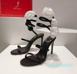 Semelles pailletées en Satin pour femmes, lanières en spirale, talons hauts, élégantes, boîte de fête de mariage, 2024