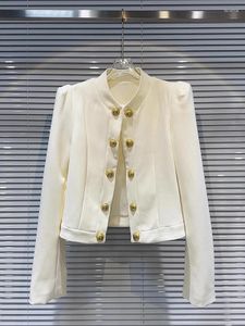 Vestes pour femmes HIGH STREET Est Runway Designer Blazer Double rangée boucle en métal manches courtes veste courte 2024