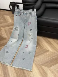 2024 Dames jeans luxe lente zomer nieuwe hoge taille kwalen jeans vrouw elegante retro -stijl rechte been casual denim fashio