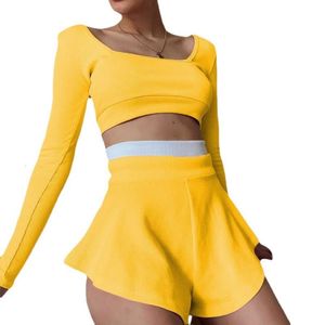 2024 dames nieuwe grensoverschrijdende wens mode Europese en Amerikaanse stijl sport kleurenblok slim fit top sexy rok broek set voor vrouwen