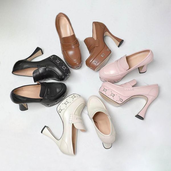 2024 zapatos para mujeres genuinos sementales de cuero ballerina planos blancos marrón marrón rosa diseñadora de la pista clásica moda 35-41