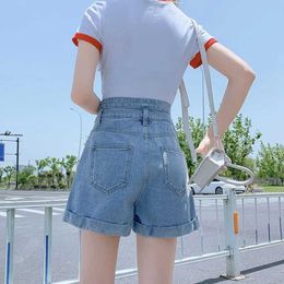 2024 Women's Shorts Jeans Jean Shorts femmes été 2023 taille haute Baggy jambe large Flare court Jeans décontracté Vintage coréen filles Demin Shorts