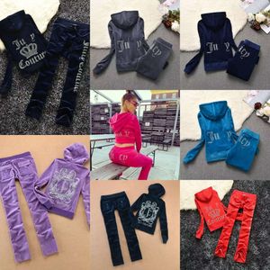 2024 Pantalones de dos piezas para mujeres Veet Juicy Track Situit Women Couture Set Traje de pista Couture Juciy Coture Sweatsuits Letters Holded Sitting Diseñador de ajuste suelto KGF86