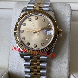 2024 Dameshorloge Sapphire Champagne Diamond Waterdichte wijzerplaat 31 mm 2824 Mechanische automatische bewegingszilverband