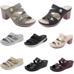 Sandales d'été à talons bas pour femmes, chaussures de loisirs en maille, noir, blanc, rouge, vert, grande taille 36-42, O1 GAI 2024, 308