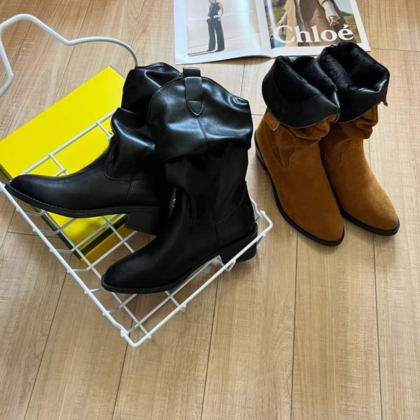 2024 Zapatos de mujer Botas Isabel Denvee Marant Gamuza hasta la rodilla Alta París Moda Botas Denvee perfectas Cuero genuino original Fotos reales