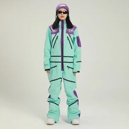 2024 Vrouwen Skipak Snowsuit Sport Vrouwen Ski Set Waterdichte Capuchon Vrouw Snowboard Jumpsuit Bergkleding Algehele 240111