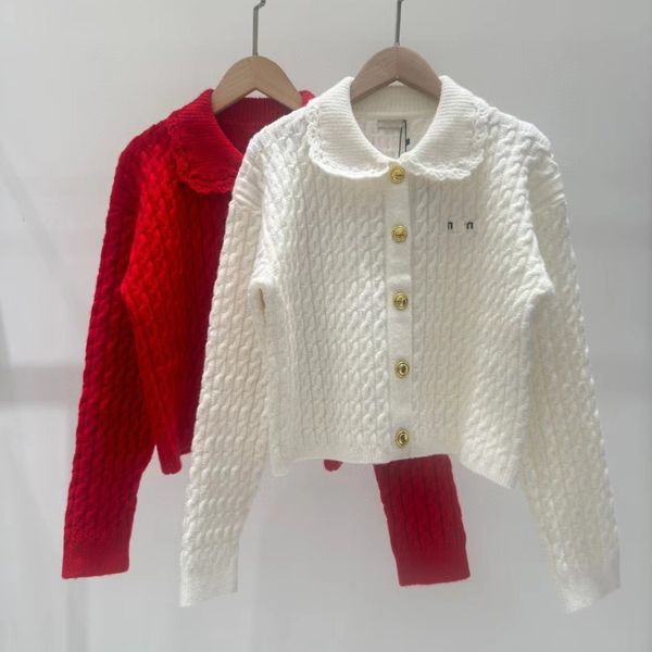 2024 mujeres suéter tops suéteres otoño invierno nuevo suéter de punto con volantes letra impresa ropa cuello redondo cómodo puente de alta calidad tamaño s-l rojo blanco