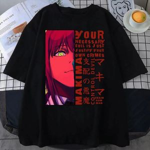 2024 Femmes T-shirts Chainsaw Man Makima Eyes Imprimer une manche courte T-shirt mignon Anime Kawaii Streetwear HARAJUKU Y2K Clothes Tops 240521