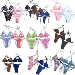 2024 Bikini Bikini Womens Bikini Sweetwwear Designer Sweething Bathing Costumes de natation Polyester Lettre Mid Taist Vacation Fête Scrunch Sexy Bikinis Suite GK668