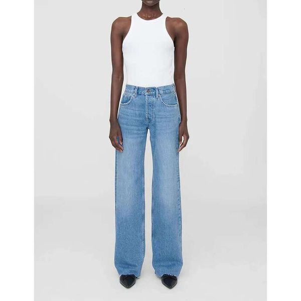 2024 Jean designer Hugh de la femme Bing Hugh Femmes Blue Blue High Anines Pantalon à jambes larges décontractées x0909 Marque de gros haut de gamme