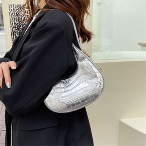 2024 Sacs de sous-bras de grain de crocodile pour femmes Pu Sac à épaule de mode mignon sacs à main simples sacs femelles 10a