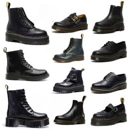 2024 Dames Designer Boots Drs Dames Mens Martenes Boot Ankle Mini Platform Doc Boots Yellow Low Top Leather Winter Snow Boot OG 1460 Gladde Oxford