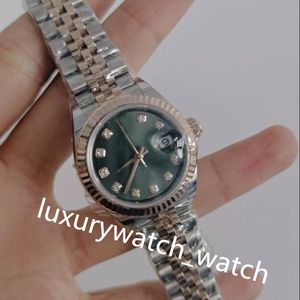 2024 Montres de diamant pour femmes 273171 279171 28mm / 31mm Verre saphir Cadran vert Mécanique Or rose Bracelet en acier Jubilee Montre de luxe avec boîte