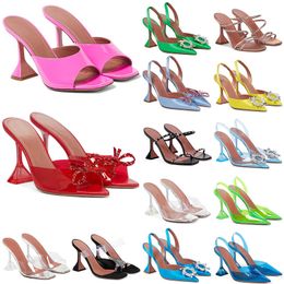 2024 Chaussures habillées pour femmes Sandales Satin Slingbacks Pumps Bowtie Pumps Crystal-Sunflower High Heel Clear Shoe Womens Luxury Designer Party Mariage Chaussures
