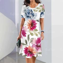 2024 Vestidos para mujeres Midi Floral Summer Vestido elegante Feamle Fashion Women Women Women Women Women 240422