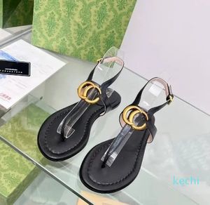 Sandales de luxe à fond plat pour femmes, sandales populaires à motif correct, 2024