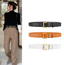 2024 Cinturón de diseñador YSLLLLLS de cuero genuino de alta calidad para mujer Cinturón de botón de aguja de cuero de vaca de alta gama Cinturón con vestido y jeans SAINT LAURENTs YSL