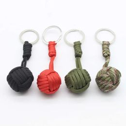 2024 GEWIMT PARACORD LANYARD Keychain Outdoor Survival Tactical Self-Defense Militaire parachute Rope Cord Ball Pendant Keyring- Paracord