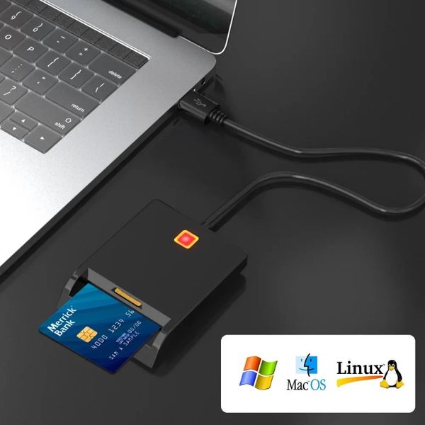 2024 X01 Lector de tarjetas inteligentes USB para tarjeta bancaria IC/ID Lector de tarjetas EMV Alta calidad para Windows 7 8 10 Linux USB-CCID ISO 7816 para la tarjeta bancaria IC/ID Reader