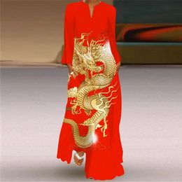 Robe de Style chinois Dragon, vêtements à manches longues, Cheongsam, défilé de scène, robe de tempérament élégante, année 2024, 240220