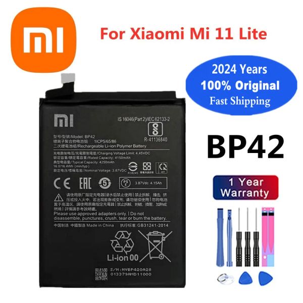 2024 años 4250mAh BP42 Batería 100% original para Xiaomi Mi 11 Lite 11 Lite MI11 LITE BATERIAS DE REEMPLAZO DEL TELÉFONO DE ALTA CALIDAD