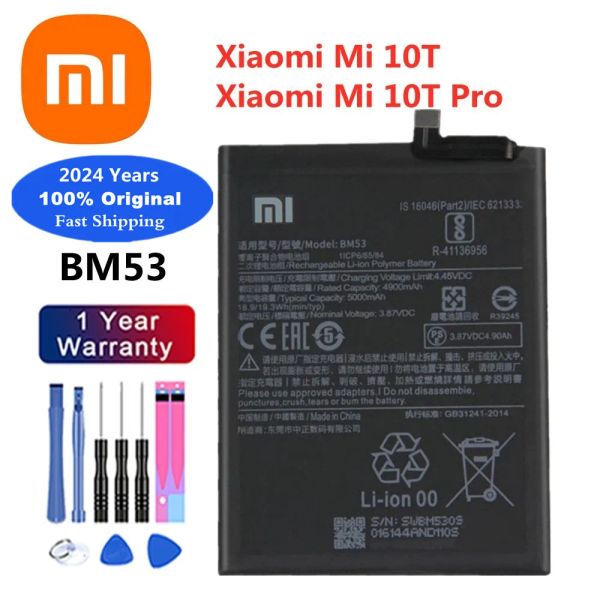 2024 años Xiao MI Batería original BM53 para Xiaomi 10T / 10T Pro MI 10T 10TPRO 5000MAH Batería de teléfono de reemplazo + Herramientas