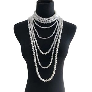 2024 Za Fashion Black Blanc Multi-couche Imitation Collier de perles Femmes Indian Stale Large Collar Choker Collier Jewelry240403