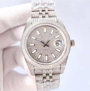 202425 QC Diamond Watch Mens Designer Horloges Automatische mechanische beweging 41 mm zilveren band roestvrij staal saffier waterdichte polshorloge r210