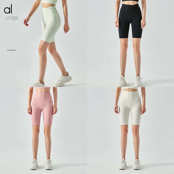 2024Aloyoga femmes été nouveau short de YOGA pantalon Super élastique couleur unie nu Fitness caleçon pour les femmes nouveau Hip Lift marque mouvement Shorts