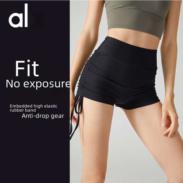 2024Aloyoga Femmes Shorts D'été Sports Et Fitness Chaud Femmes Taille Haute Nu Serré Course Pêche Shorts Cordon Yoga Tripartite Pantalon Marque Mouvement Shorts