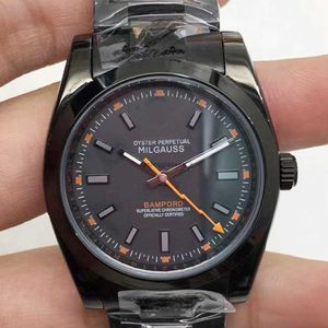 2024Automatisch mechanisch horloge Meest populaire bliksem elektrische zwarte oranje stip volledig