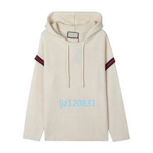 2024AW Otoño/Invierno Moda Hombre Suéter con Capucha de Punto de Lana Gruesa con Manga Minimalista Lana de Empalme Tejido Mixto Prendas de Punto con Capucha para Mujer Casual S-L