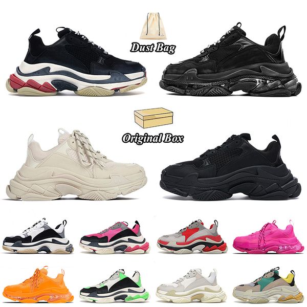 2024balencaigas triple s hommes femmes designer chaussures de sport baskets à plateforme semelle transparente noir blanc gris rouge rose bleu Royal Neon Green baskets pour hommes Tennis avec boîte