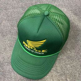 2024Ball Caps New Casual Wide Brim Protector solar al aire libre Rhude Gorra de béisbol Hombres Mujeres Alta calidad Streetwear Verde Azul Rhude Sombrero ajustable