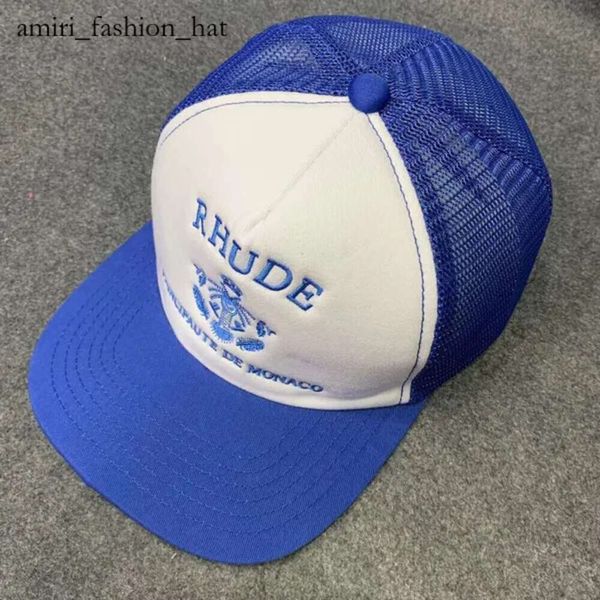 2024ball Caps New Casual Wide Brim Protector solar al aire libre Rhude Gorra de béisbol Hombres Mujeres Alta calidad Streetwear Verde Azul Rhude Sombrero ajustable 9259