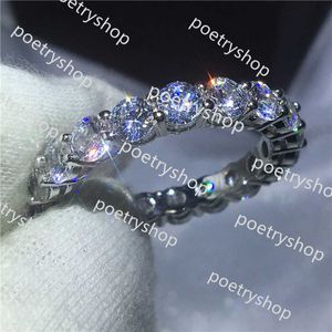 2024Bandringen Choucong Topverkopende nooit vervagen sprankelende luxe sieraden 925 sterling zilver prinses geslepen witte topaas CZ diamant belofte bruiloft bruidsring cadeau