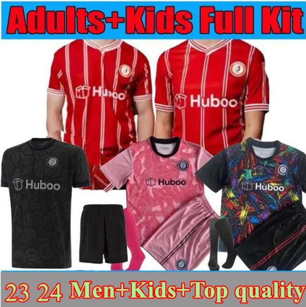 2024 Bristol City Soccer Jerseys Men Kits Kits Scott Paterson Wells Martin 23 24 Home Red GK Football Shirts Mawson Kalas Massengo Away Black Uniforms