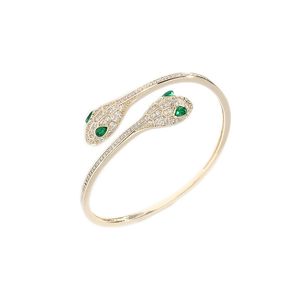 2024Bulgarilies Bracelet Designer Femmes Top Qualité Full Diamond Snake Ring Femmes Green Eyed Snake Head Double Head Snake Bracelet avec ouverture réglableq7