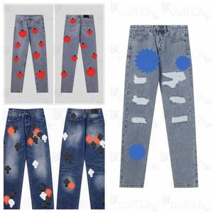 2024ch Jeans de créateur de mode pour hommes font un vieux lavage Chrome pantalon droit coeur imprimé femmes lâche simple brodé Hip Hop Jeans