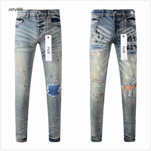 2024Designer Jeans Mens jeans paarse jeans hoogwaardige elastische stoffen heren jeans Cool Style Designer Pant Distressed gescheurde Biker Black Blue Jean Slim Fit Motory